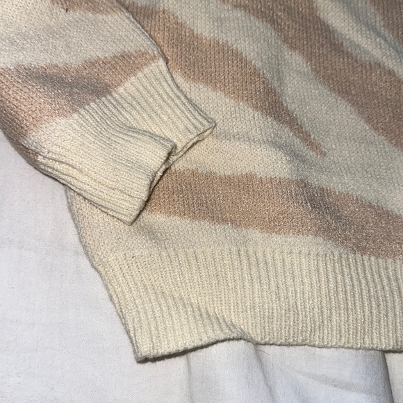 Lulus Beige Zebra Print Knit Sweater - Picture 5 of 6